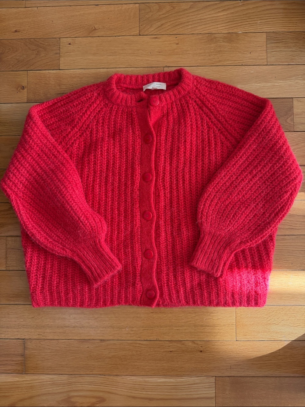 Sézane Emile Red Women’s Button-Front Knit Cardigan Sweater